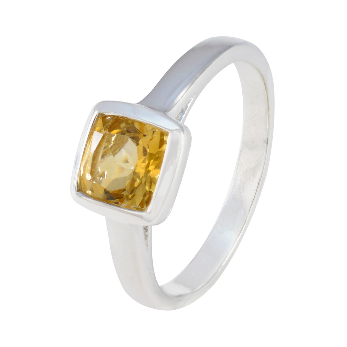Citrine Solitaire Russian Silver Yellow Gemstone Featherlight Graceful Ring Jewelry