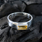 Citrine Solitaire Russian Sterling Silver Yellow Gemstones Slim Boho Ring Jewelry