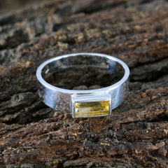 Citrine Solitaire Russian Sterling Silver Yellow Gemstones Slim Boho Ring Jewelry