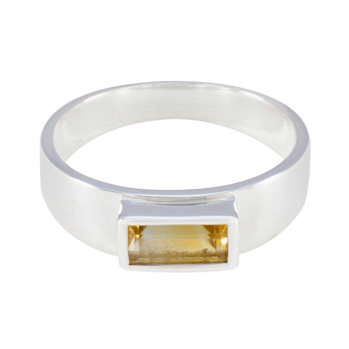 Citrine Solitaire Russian Sterling Silver Yellow Gemstones Slim Boho Ring Jewelry