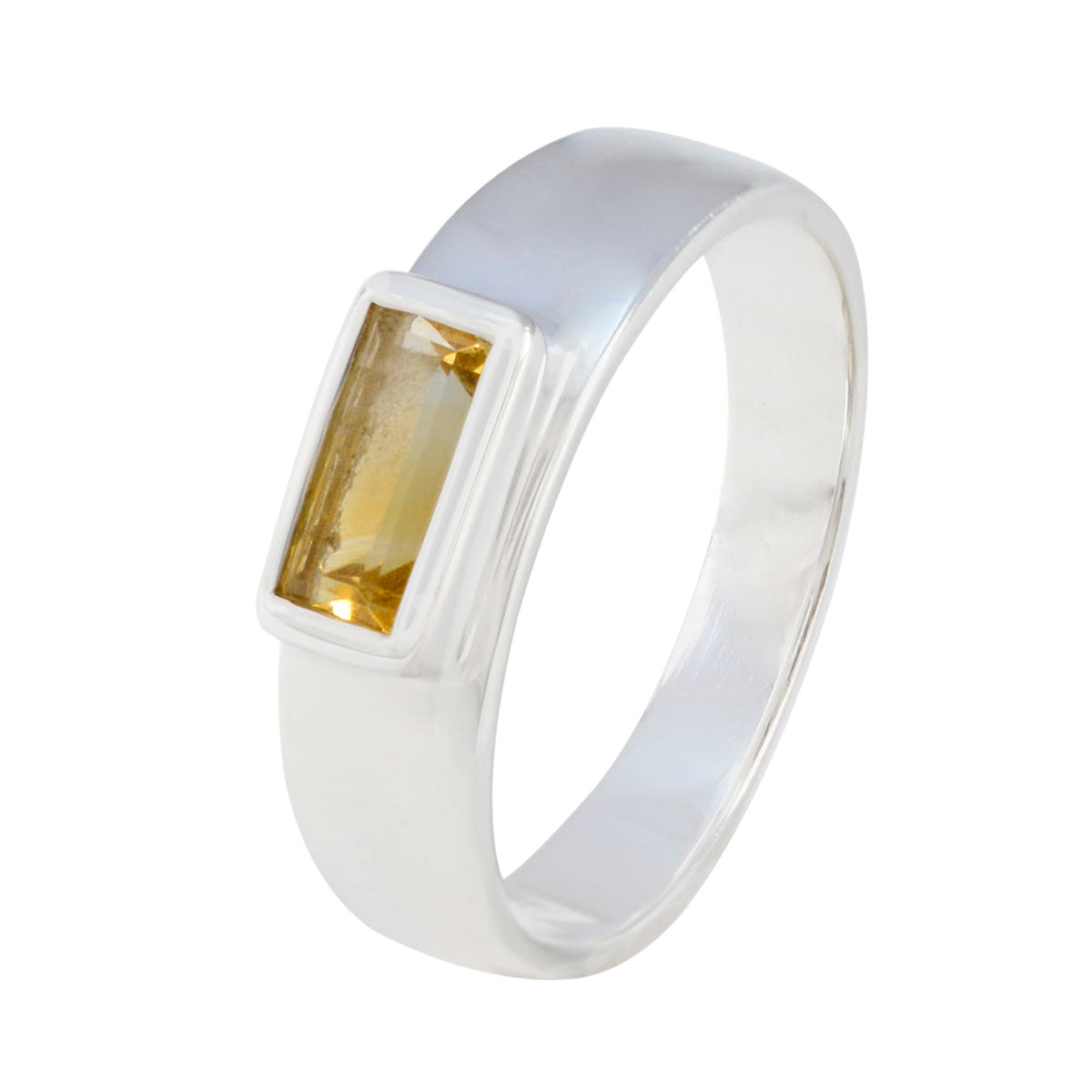Citrine Solitaire Russian Sterling Silver Yellow Gemstones Slim Boho Ring Jewelry