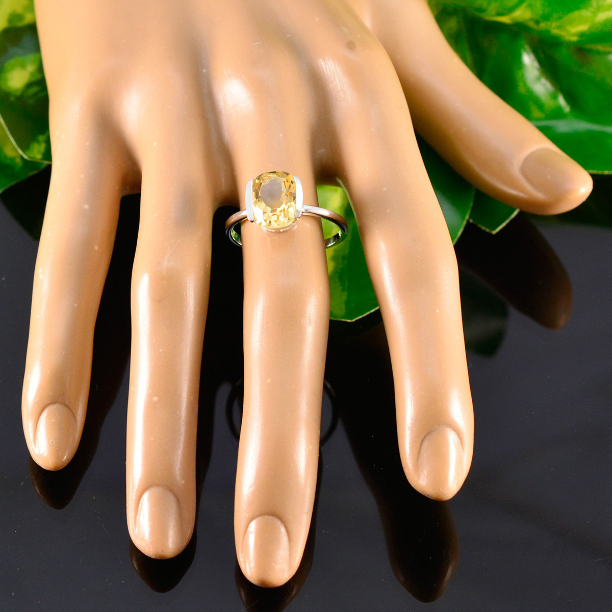 Citrine Solitaire Turkish 925 Sterling Silver Yellow Gemstone Whisper thin Feminine Ring Jewellery