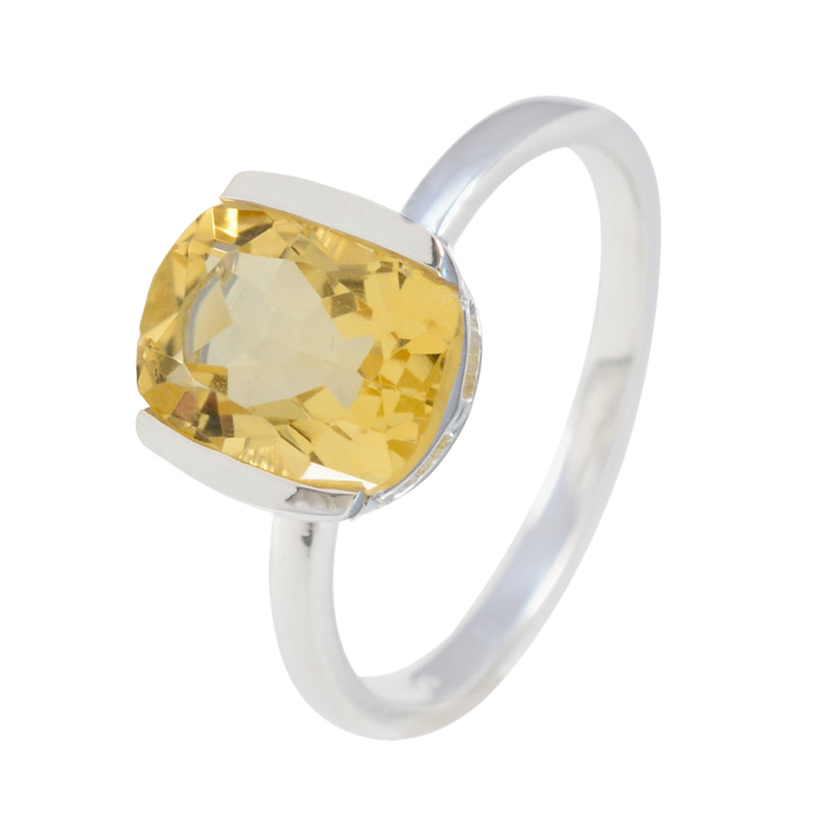 Citrine Solitaire Turkish 925 Sterling Silver Yellow Gemstone Whisper thin Feminine Ring Jewellery