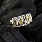 Citrine Penta German 92.5 Silver Yellow Gems Slim Cultural Ring Jewellery