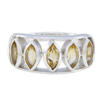 Citrine Penta German 92.5 Silver Yellow Gems Slim Cultural Ring Jewellery