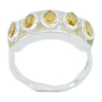 Citrine Penta German 92.5 Silver Yellow Gems Slim Cultural Ring Jewellery