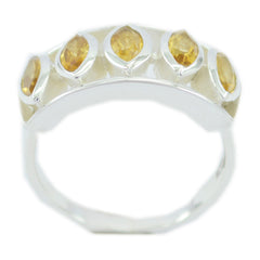 Citrine Penta German 92.5 Silver Yellow Gems Slim Cultural Ring Jewellery