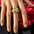 Citrine Trilogy German 925 Sterling Silver Yellow Gems Mid weight Sophisticated Ring Jewelry
