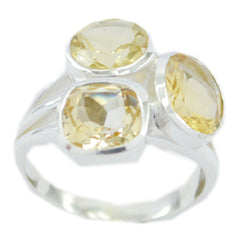 Citrine Trilogy German 925 Sterling Silver Yellow Gems Mid weight Sophisticated Ring Jewelry