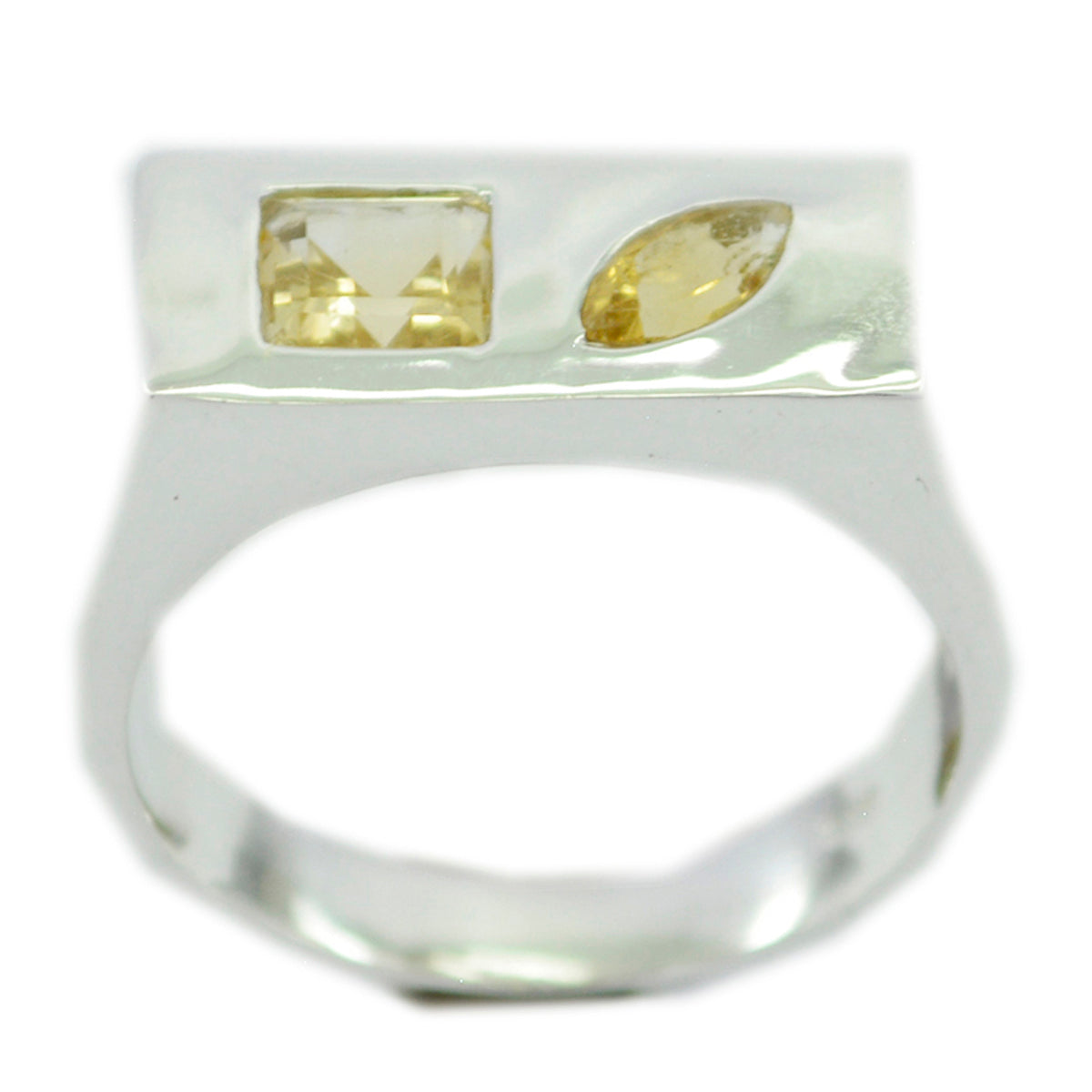 Citrine Toi et Moi German 925 Sterling Silver Yellow Gems Tiny Glamorous Ring Jewellery