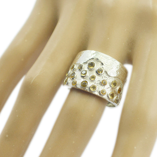 Citrine multiple German Silver Yellow Gems Essential  Signet Ring Jewelry