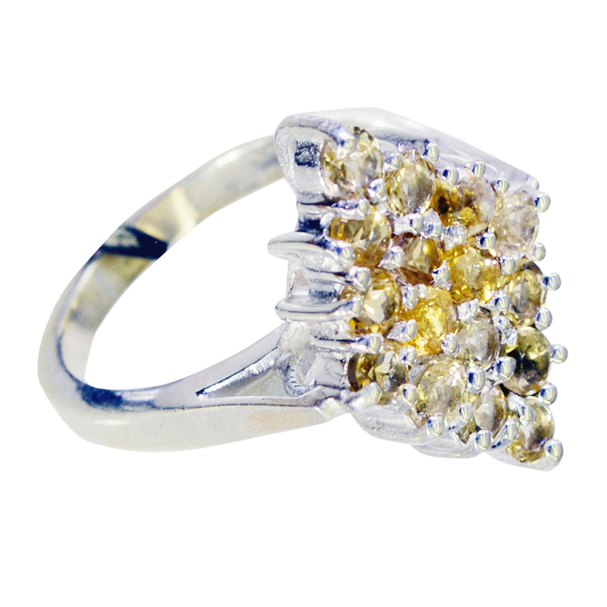 Citrine multiple German Silver Yellow Gems Classic Signet Ring Jewelry