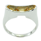 Citrine Trilogy Russian Silver Yellow Gemstone Tiny Modern Ring Jewellery