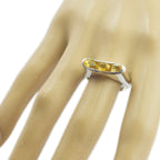 Citrine Trilogy Russian Silver Yellow Gemstone Tiny Modern Ring Jewellery