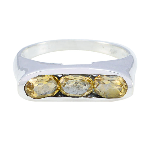 Citrine Trilogy Russian Silver Yellow Gemstone Tiny Modern Ring Jewellery