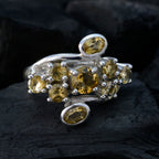 Citrine Navratna Indian 925 Sterling Silver Yellow Gemstone Essential  Modern Ring Jewelry