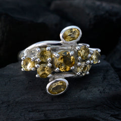 Citrine Navratna Indian 925 Sterling Silver Yellow Gemstone Essential  Modern Ring Jewelry