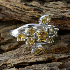 Citrine Navratna Indian 925 Sterling Silver Yellow Gemstone Essential  Modern Ring Jewelry