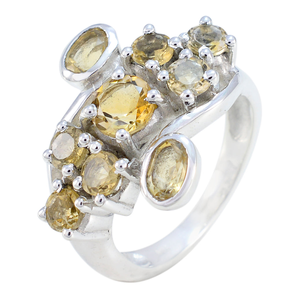 Citrine Navratna Indian 925 Sterling Silver Yellow Gemstone Essential  Modern Ring Jewelry