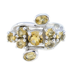 Citrine Navratna Indian 925 Sterling Silver Yellow Gemstone Essential  Modern Ring Jewelry