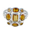 Citrine Navratna Indian 925 Sterling Silver Yellow Gemstone Minimal Sophisticated Ring Jewelry