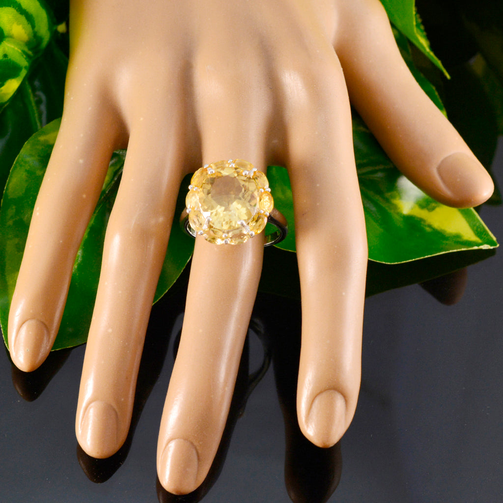 Citrine multiple German Silver Yellow Gemstone Eye catching Modern Ring Jewelry