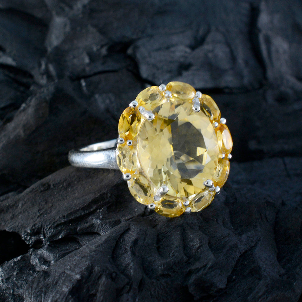 Citrine multiple German Silver Yellow Gemstone Eye catching Modern Ring Jewelry