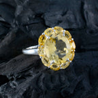 Citrine multiple German Silver Yellow Gemstone Eye catching Modern Ring Jewelry