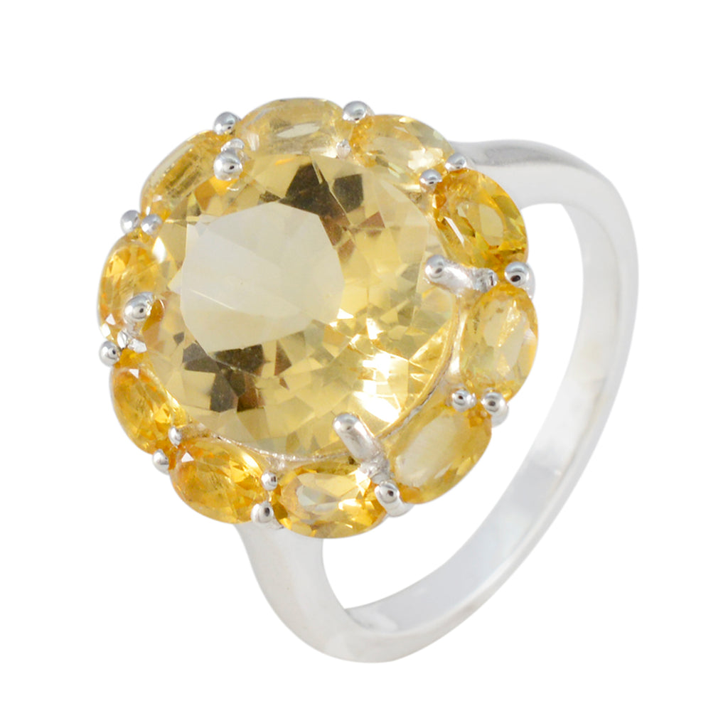 Citrine multiple German Silver Yellow Gemstone Eye catching Modern Ring Jewelry