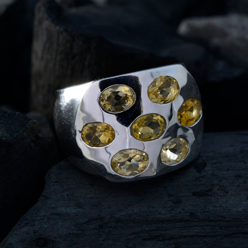 Citrine Hepta Indian 925 Sterling Silver Yellow Gemstone Essential  Abstract Ring Jewellery
