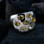 Citrine Hepta Indian 925 Sterling Silver Yellow Gemstone Essential  Abstract Ring Jewellery