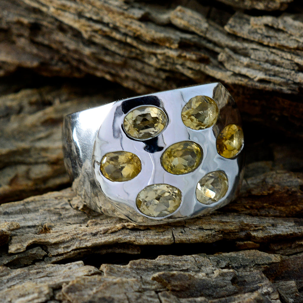 Citrine Hepta Indian 925 Sterling Silver Yellow Gemstone Essential  Abstract Ring Jewellery