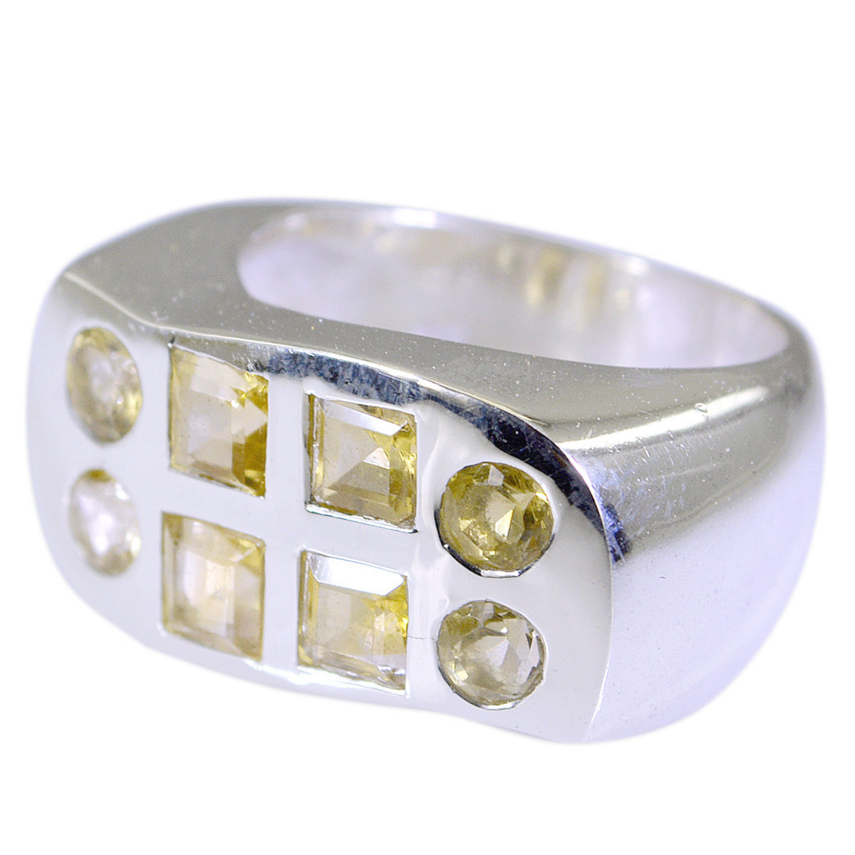 Citrine octa Spanish Silver Yellow Gemstones Chunky Heritage Ring Jewellery