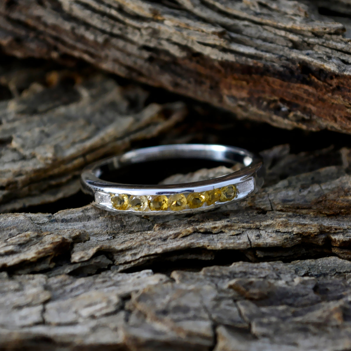 Citrine multiple Turkish Sterling Silver Yellow Gemstone Delicate Feminine Band Jewellery