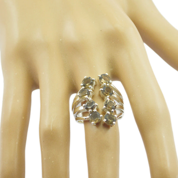 Citrine octa Russian 925 Sterling Silver Yellow Gemstones Eye catching Abstract Ring Jewelry