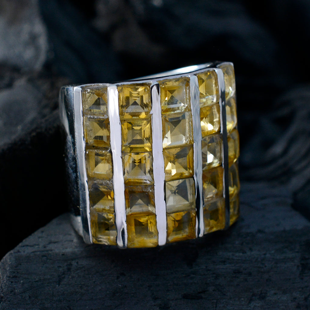Citrine multiple Italian Sterling Silver Yellow Gemstone Chunky Signet Ring Jewellery