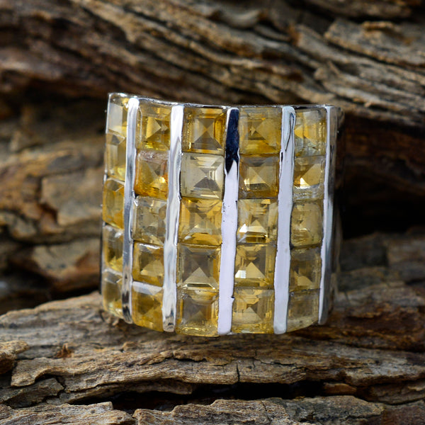 Citrine multiple Italian Sterling Silver Yellow Gemstone Chunky Signet Ring Jewellery
