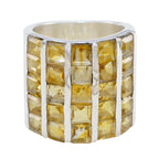 Citrine multiple Italian Sterling Silver Yellow Gemstone Chunky Signet Ring Jewellery