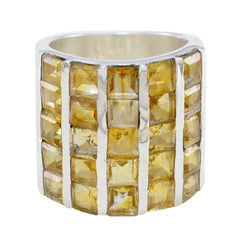 Citrine multiple Italian Sterling Silver Yellow Gemstone Chunky Signet Ring Jewellery