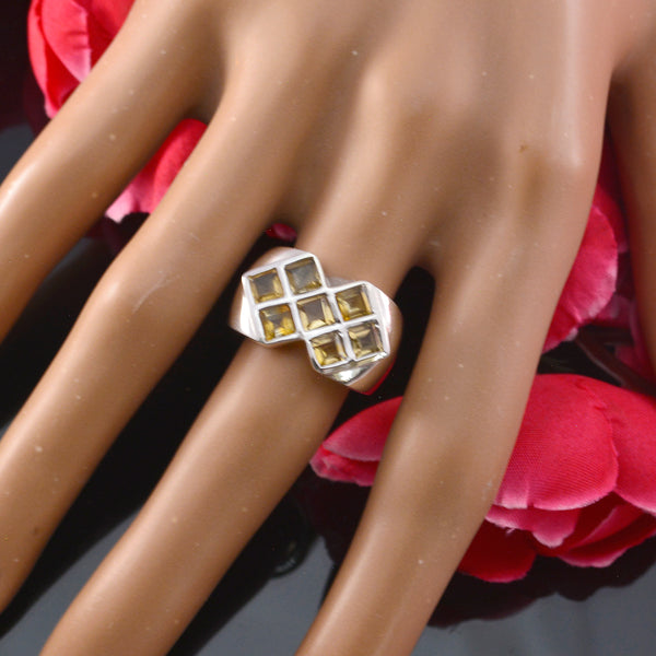 Citrine Hepta African Silver Yellow Gemstone Essential  Contemporary Ring Jewellery