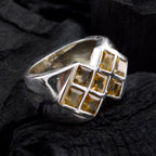 Citrine Hepta African Silver Yellow Gemstone Essential  Contemporary Ring Jewellery