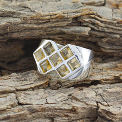 Citrine Hepta African Silver Yellow Gemstone Essential  Contemporary Ring Jewellery