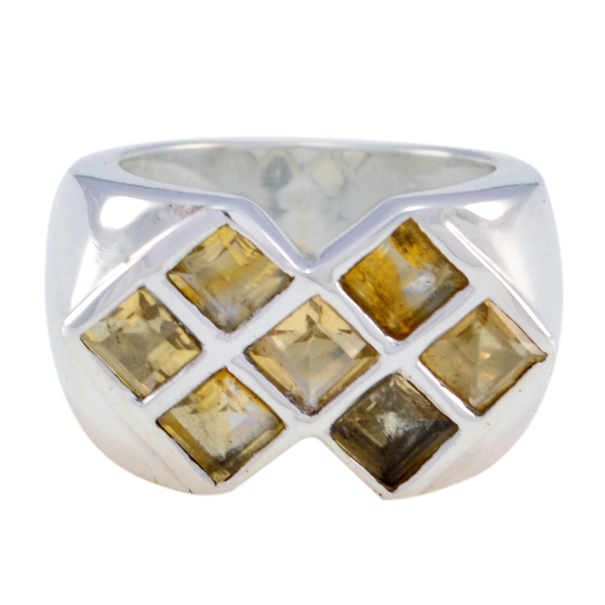 Citrine Hepta African Silver Yellow Gemstone Essential  Contemporary Ring Jewellery