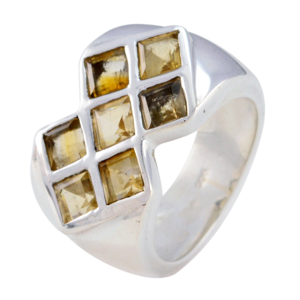 Citrine Hepta African Silver Yellow Gemstone Essential  Contemporary Ring Jewellery