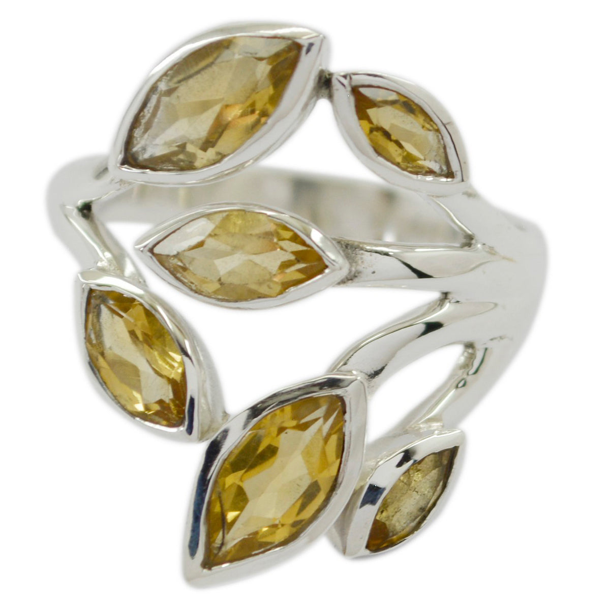 Citrine Hexa African 925 Sterling Silver Yellow Gemstone Eye catching Leafy Ring Jewelry