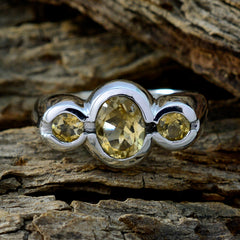 Citrine Trilogy Indian 925 Sterling Silver Yellow Gemstones Minimal Feminine Ring Jewellery