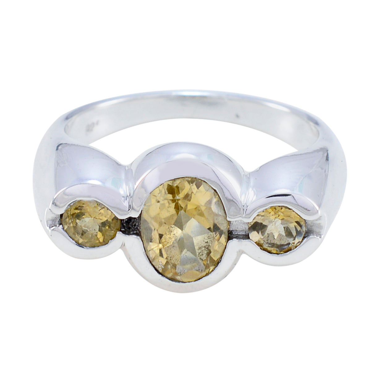 Citrin Trilogy Indisk 925 Sterling Silver Gula Ädelstenar Minimalistisk Feminin Ring Smycken Sekundär produktbild