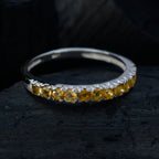 Citrine multiple Korean 925 Silver Yellow Gems Elegant  Feminine Band Jewelry