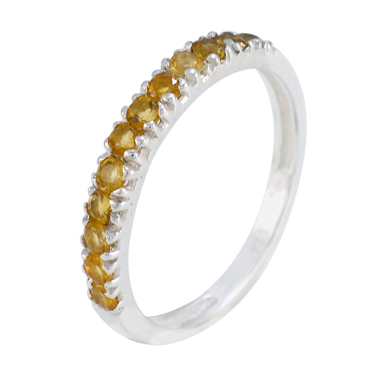 Citrine multiple Korean 925 Silver Yellow Gems Elegant  Feminine Band Jewelry