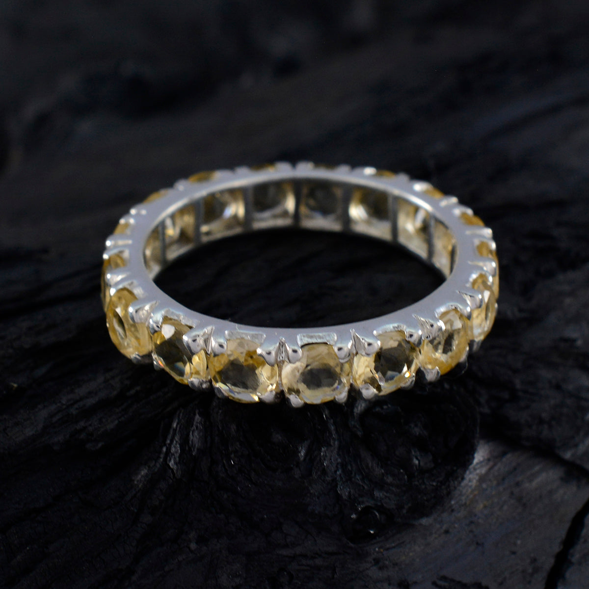 Citrine multiple American 92.5 Silver Yellow Gemstone Dainty Eternity Band Jewellery